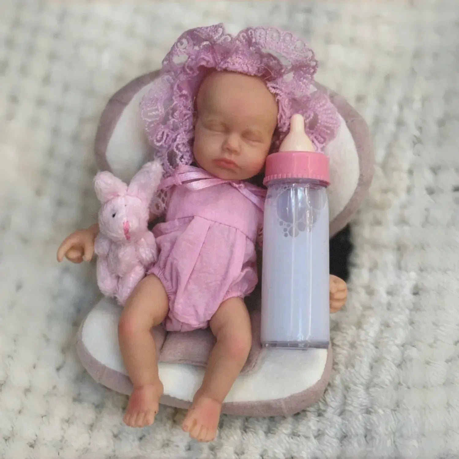 Image of Reborn Baby Dolls Anjo Doll 6 Inch Mini Palm Girl Loulou Soft Solid