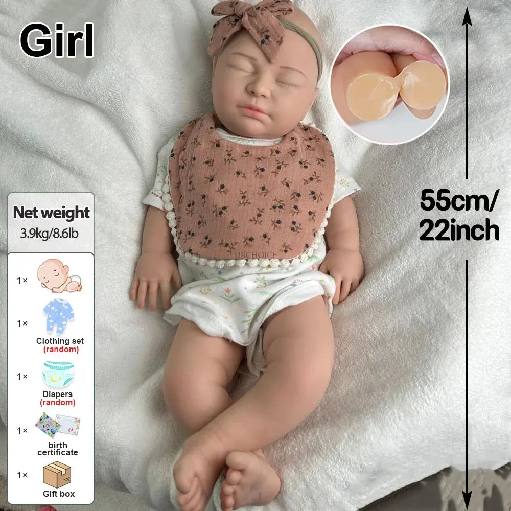 Image of Reborn Baby Dolls Handmade Soft 22Inch Silicone Reborn Baby Girl