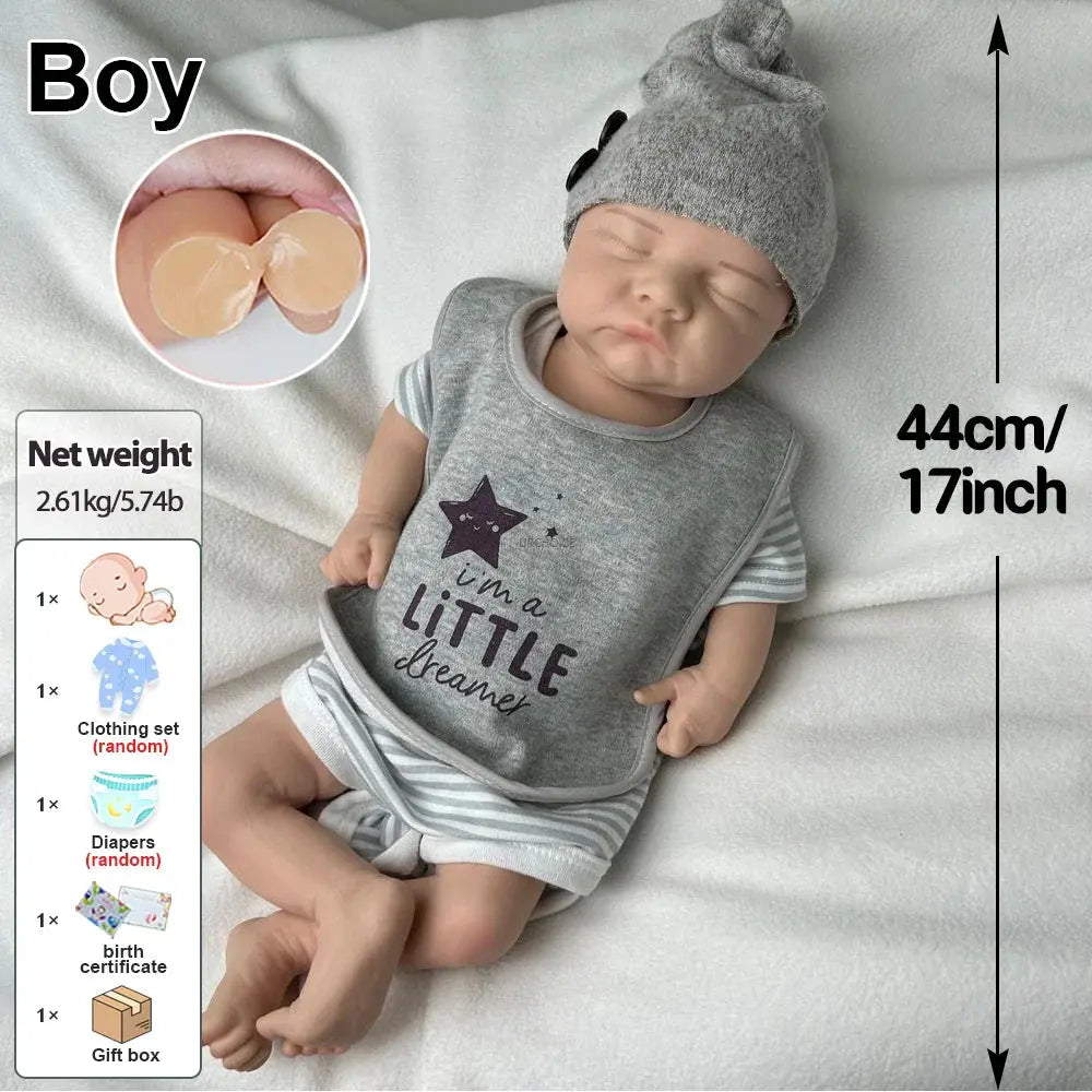 Image of Reborn Baby Dolls 44Cm Realistic Silicone Reborn Baby Boy Levi