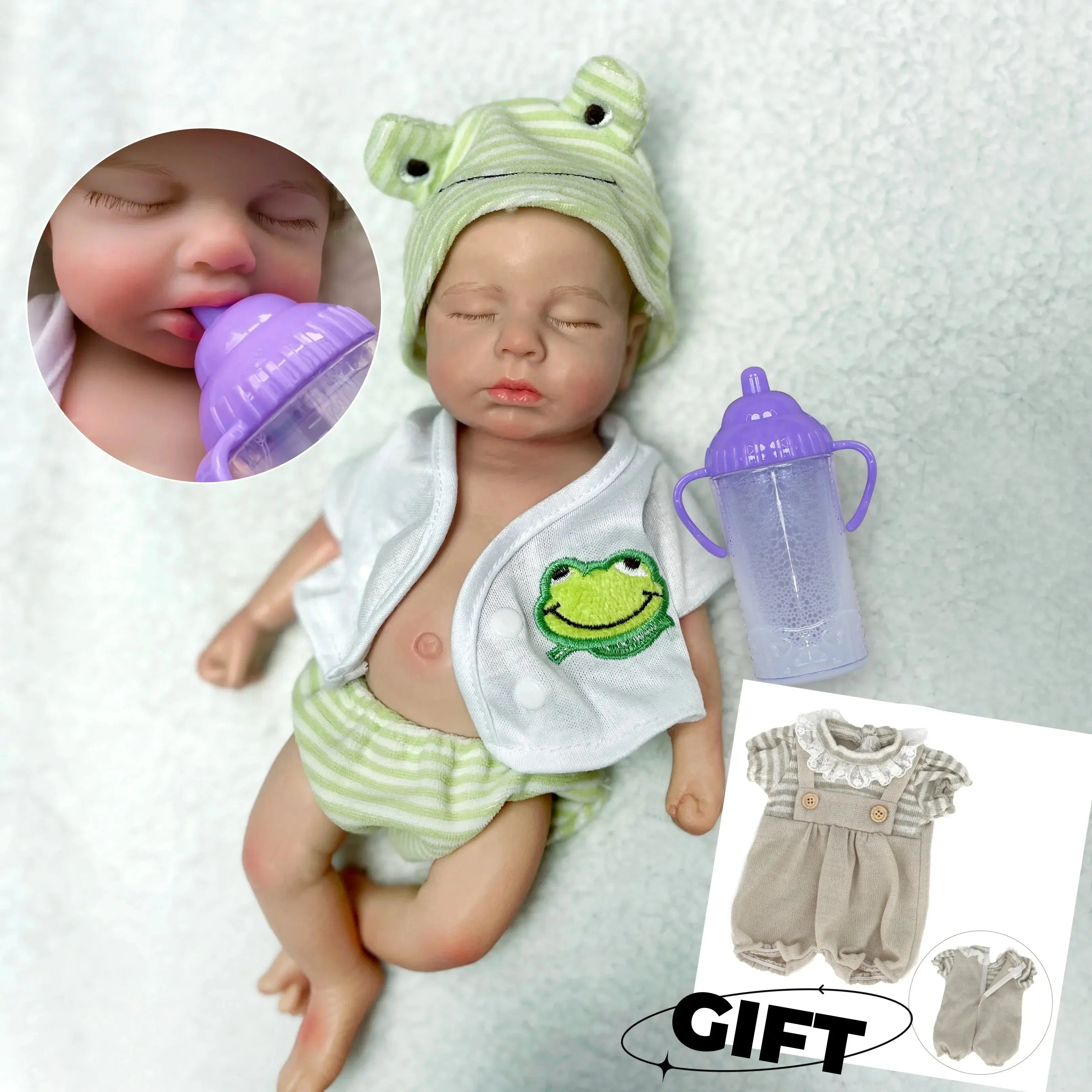 Image of Reborn Baby Dolls 33Cm Open Mouth Silicone Loulou Bebe Reborn Dolls
