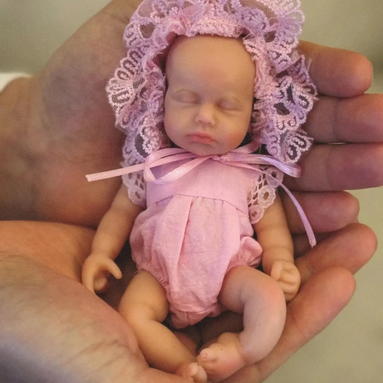 Image of Reborn Baby Dolls Anjo Doll 6 Inch Mini Palm Girl Loulou Soft Solid
