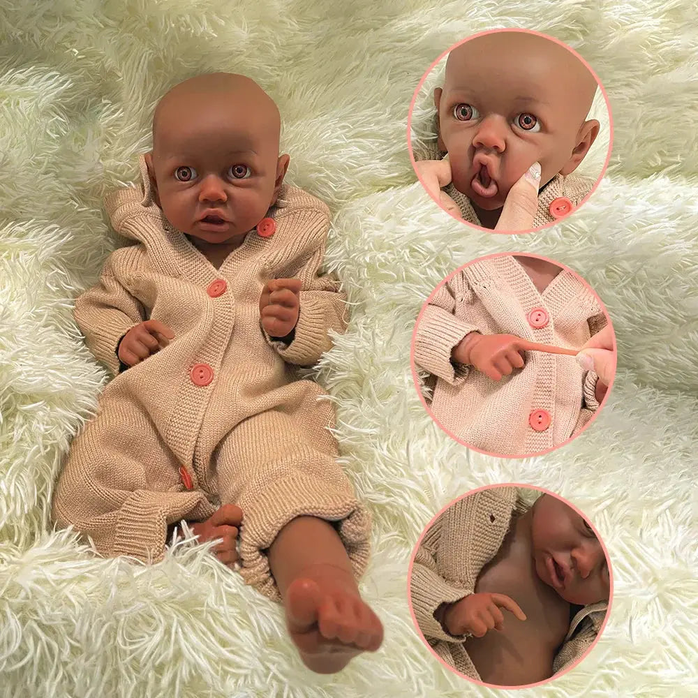 Image of Reborn Baby Dolls Full Platinum Silicone Body Baby Black Girl Reborn