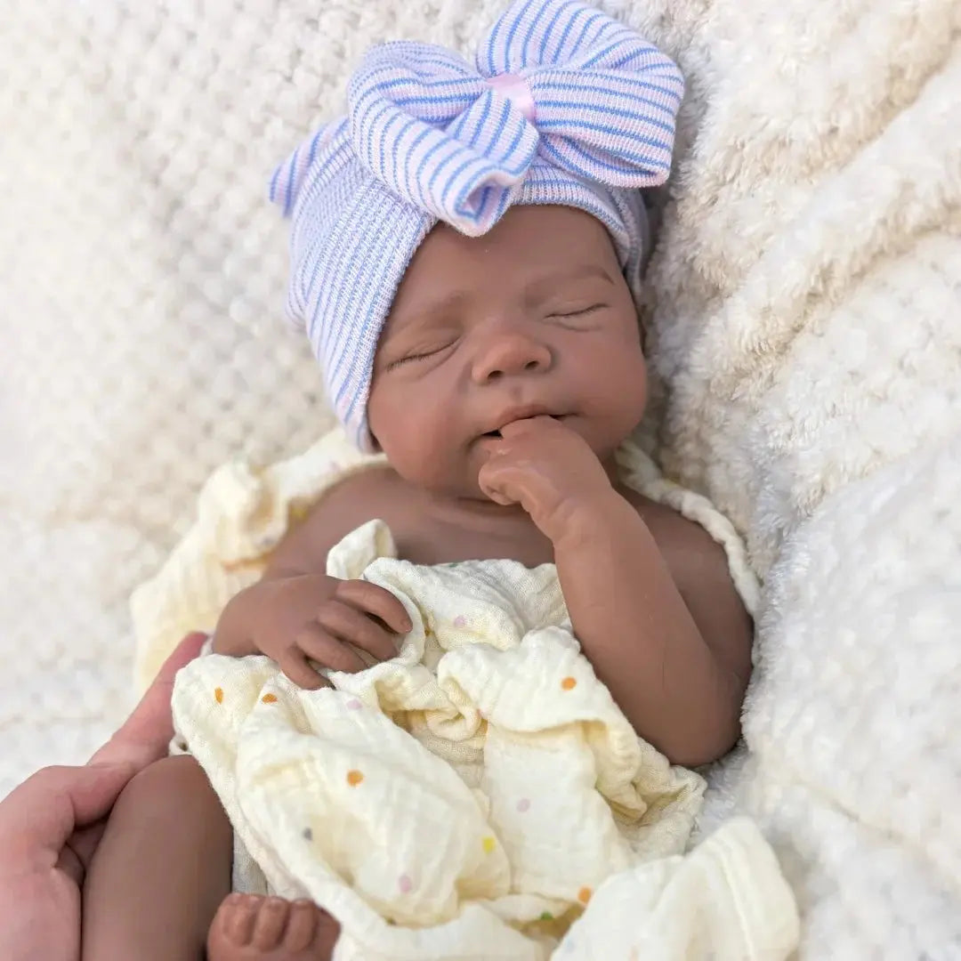 Image of Reborn Baby Dolls 18Inch Can Open Mouth Dark Skin Pascale Bebe Reborn