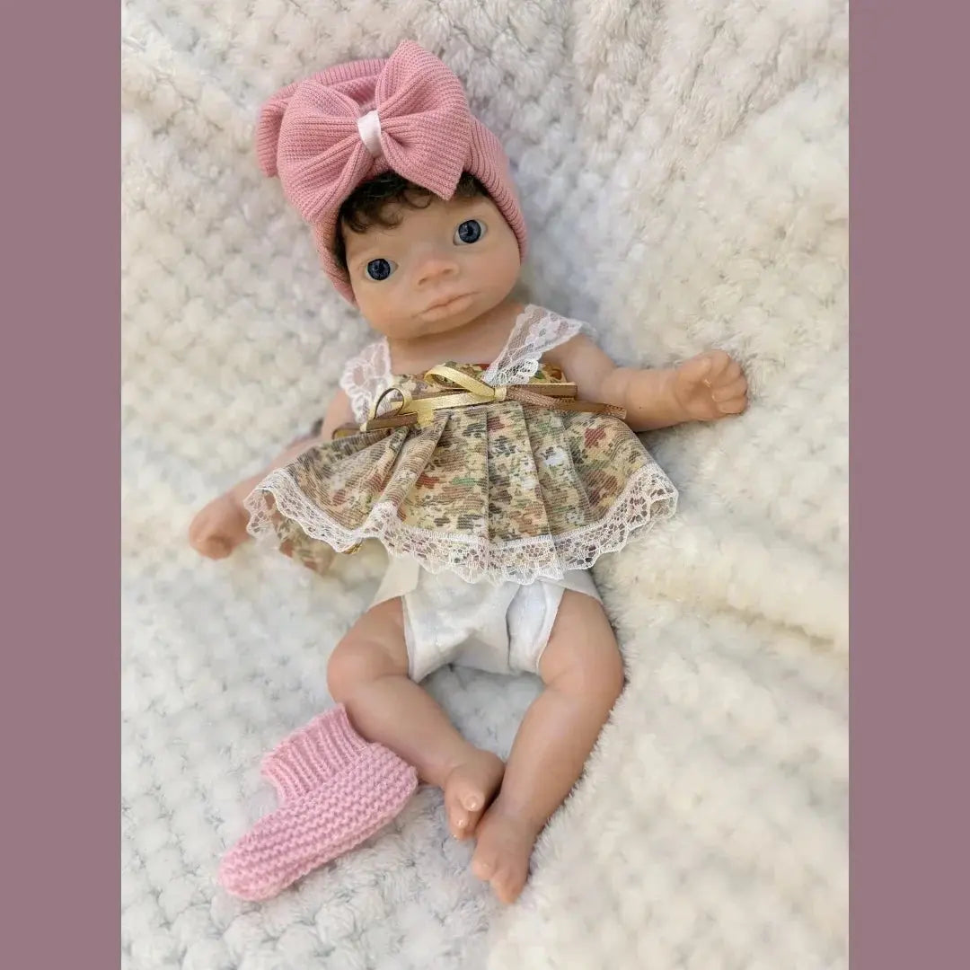 Image of Reborn Baby Dolls 10Inch Washable Open Eyes Lanny Full Body Silicone