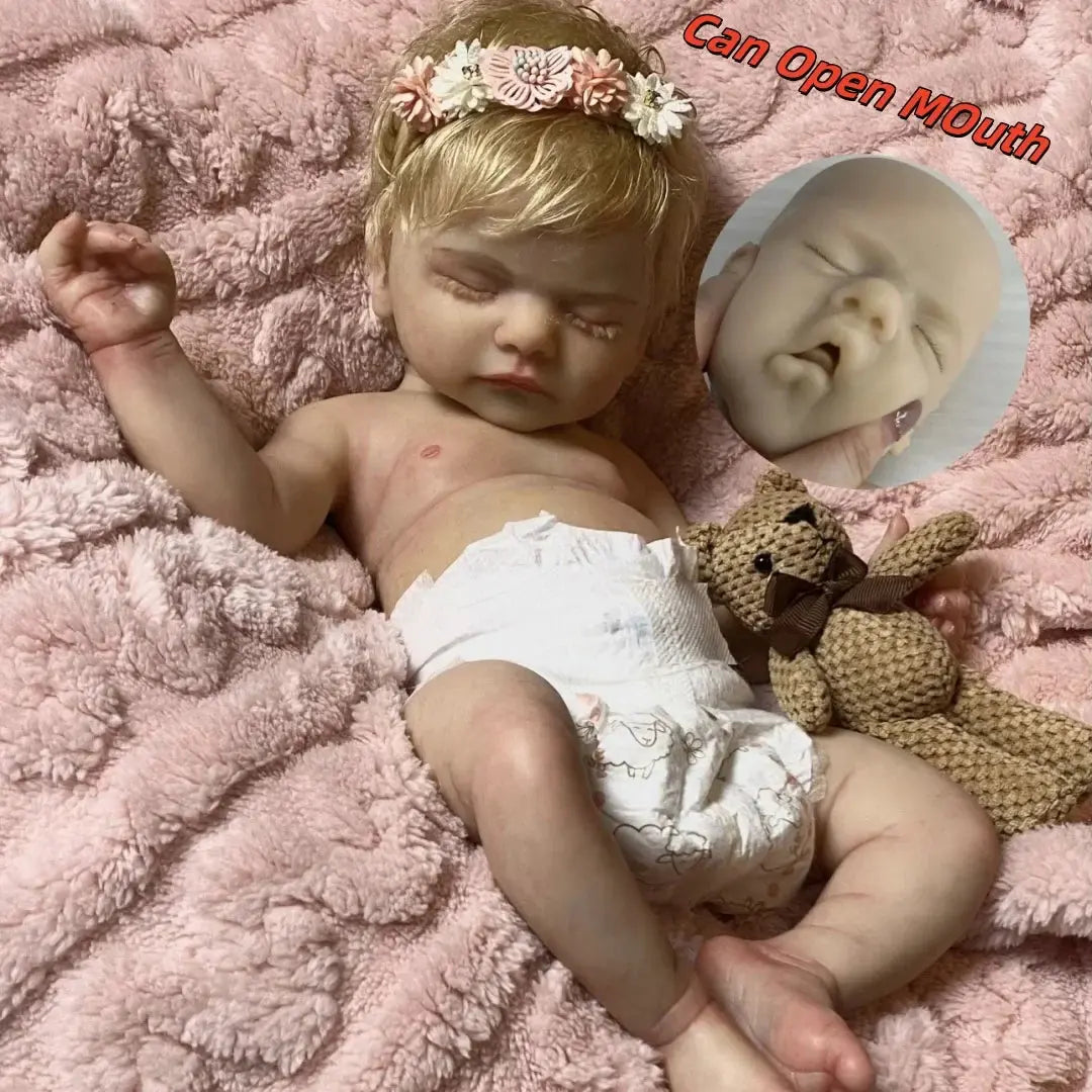 Image of Reborn Baby Dolls 45Cm Can Open Mouth Sam Full Body Silicone Bebe