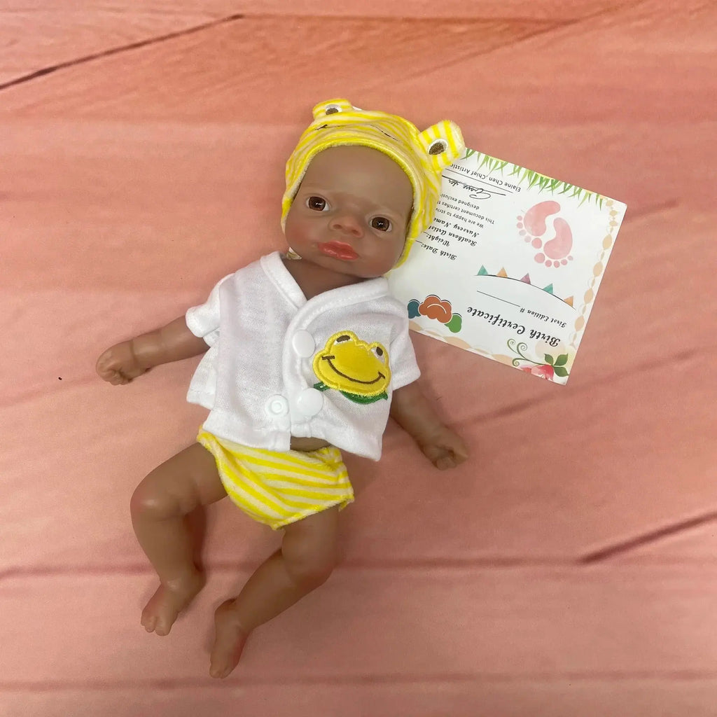 Image of Reborn Baby Dolls 26Cm Dark Skin Lanny Solid Silicone Reborn Baby