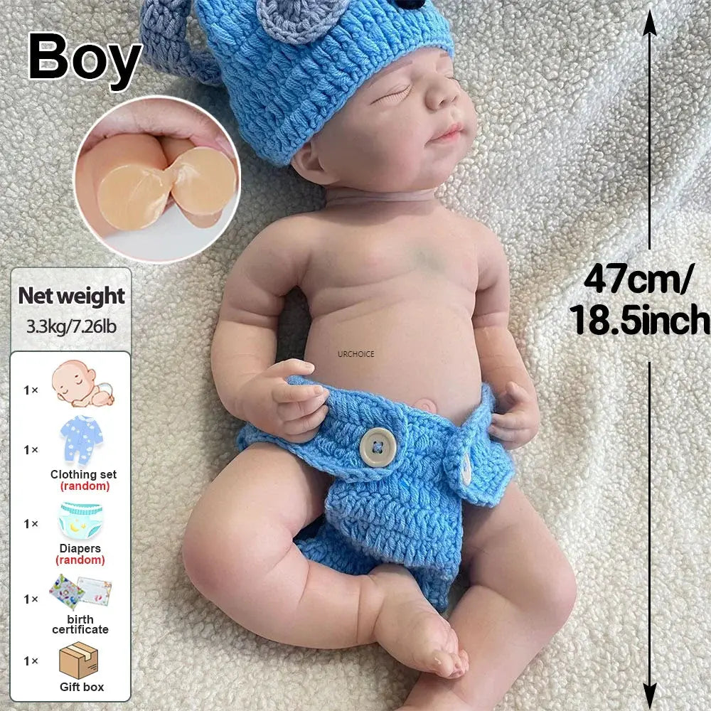 Image of Reborn Baby Dolls 18.5" Painted Visible Veins Whole Body Silicone