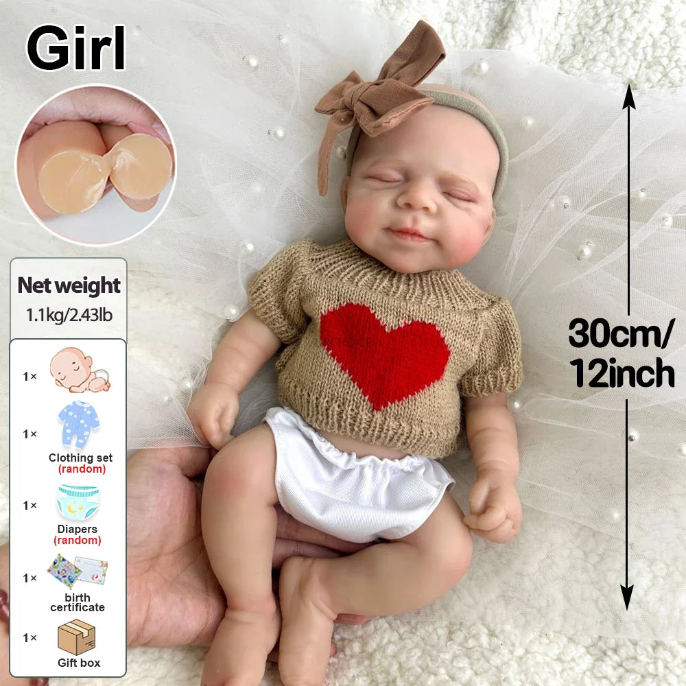 Image of Reborn Baby Dolls 12Inch Mini Realistic Baby Girl Pascale Washable