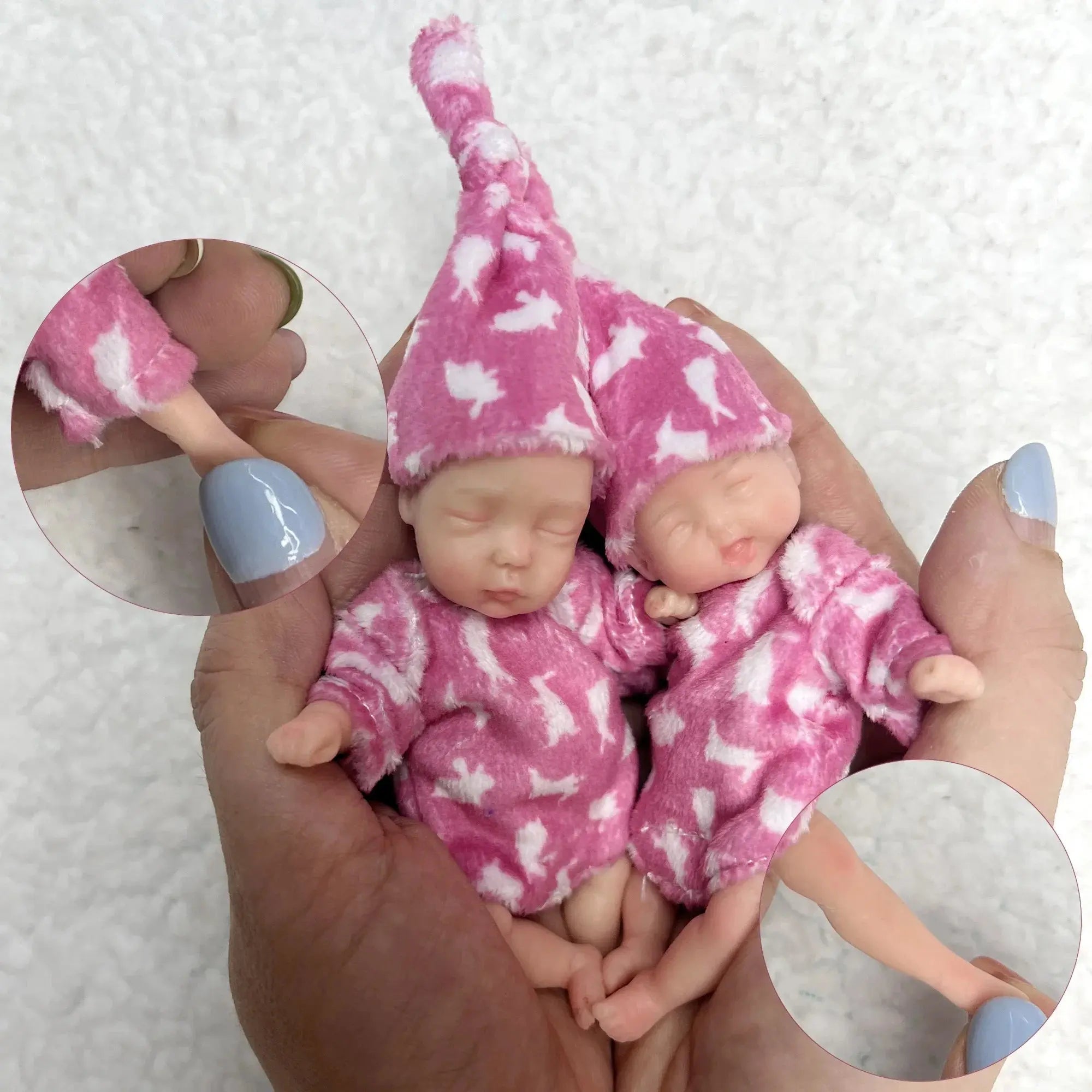 Image of Reborn Baby Dolls 11Cm Painted Mini Silicone Palm Girl With 2 Set Of