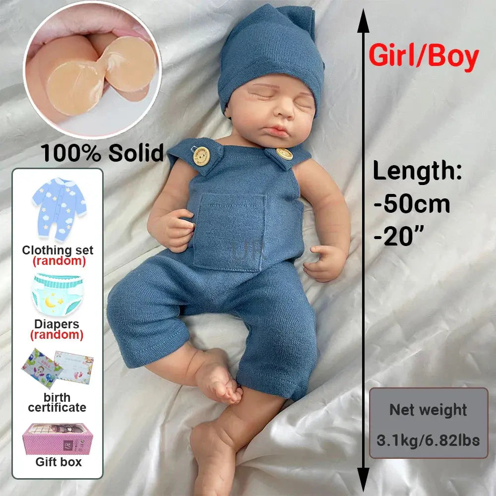 Image of Reborn Baby Dolls 20" Platinum Solid Silicone Newborn Baby Boy/Girl