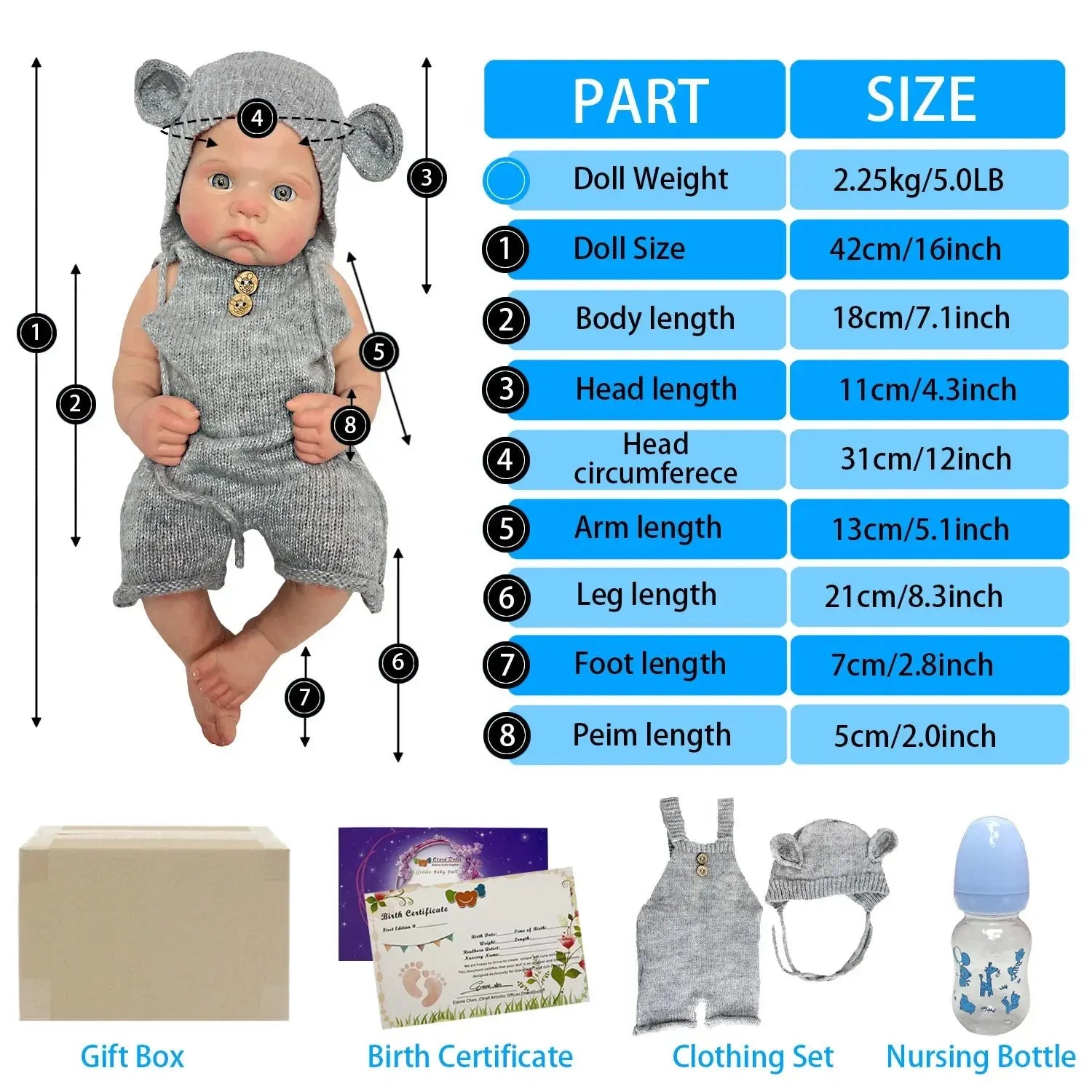Image of Reborn Baby Dolls 42Cm 17 Inch Full-Body Soft Silicone Reborn Doll