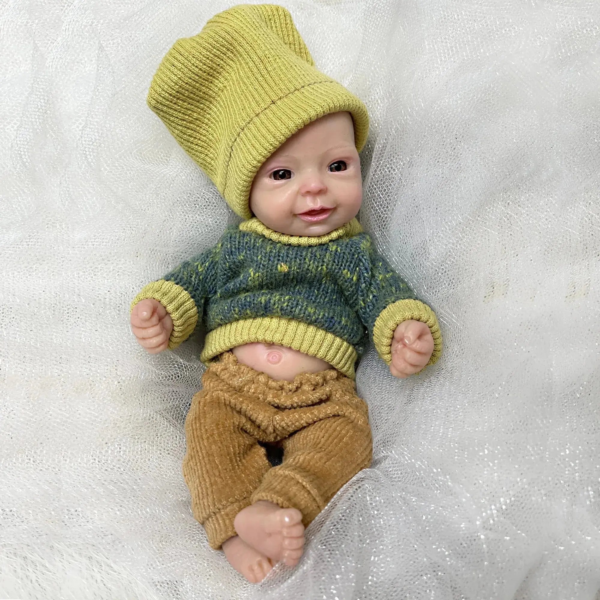 Image of Reborn Baby Dolls 15Cm Painted Full Solid Silicone Bebe Boy Reborn