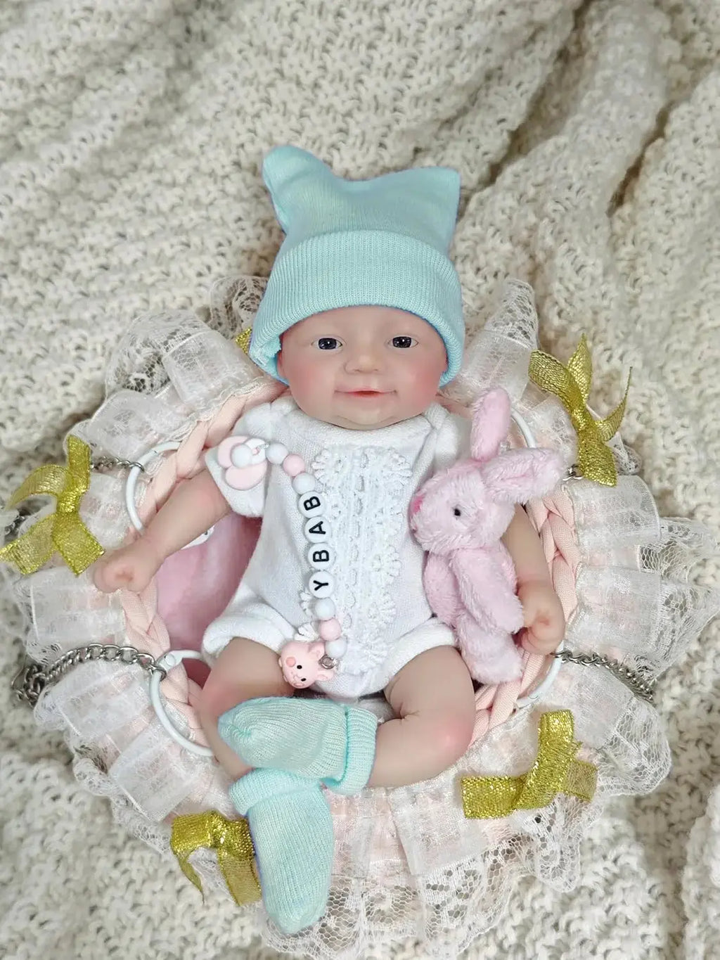 Image of Reborn Baby Dolls Reborn Baby Doll Silicone Full Body 7"  Blue Eyes