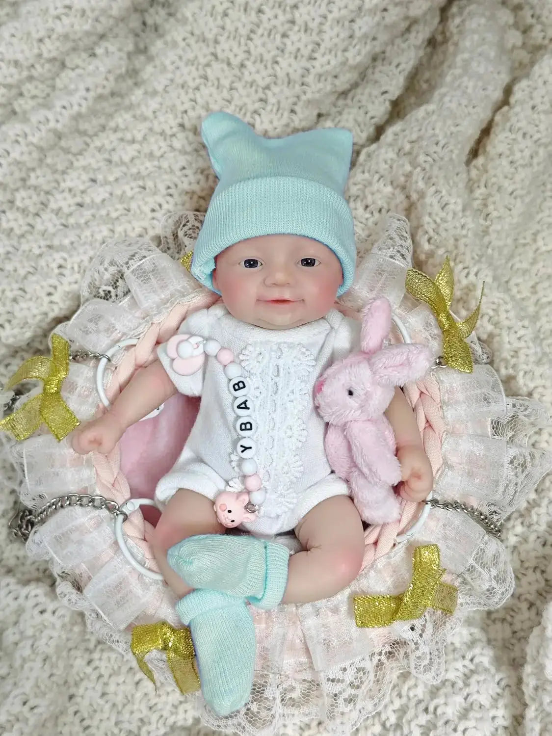 Image of Reborn Baby Dolls Reborn Baby Doll Silicone Full Body 7"  Blue Eyes