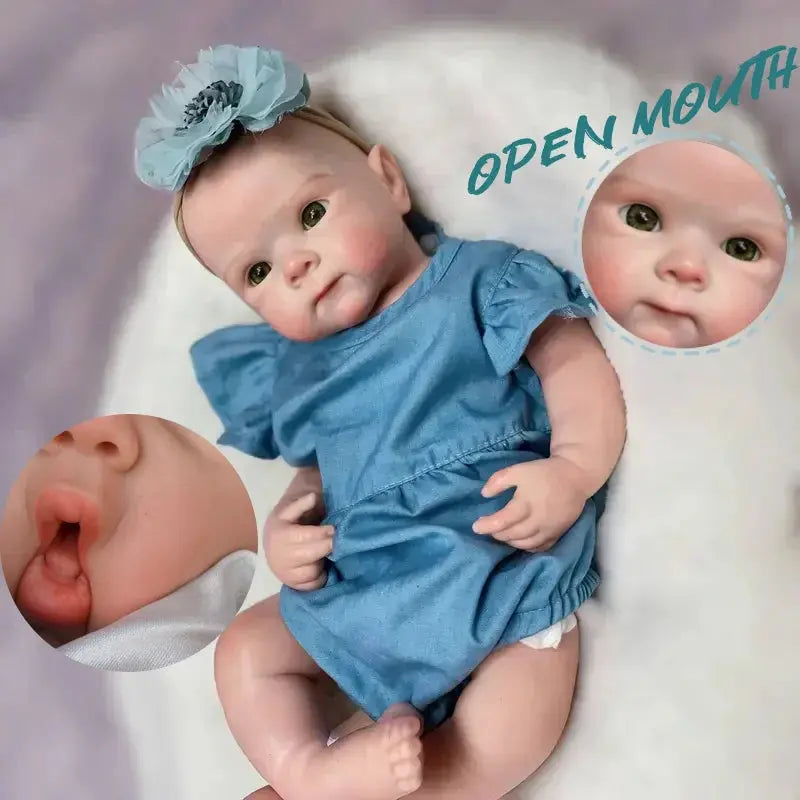 Image of Reborn Baby Dolls 18Inch Can Open Mouth Solid Silicone Bebe Reborn