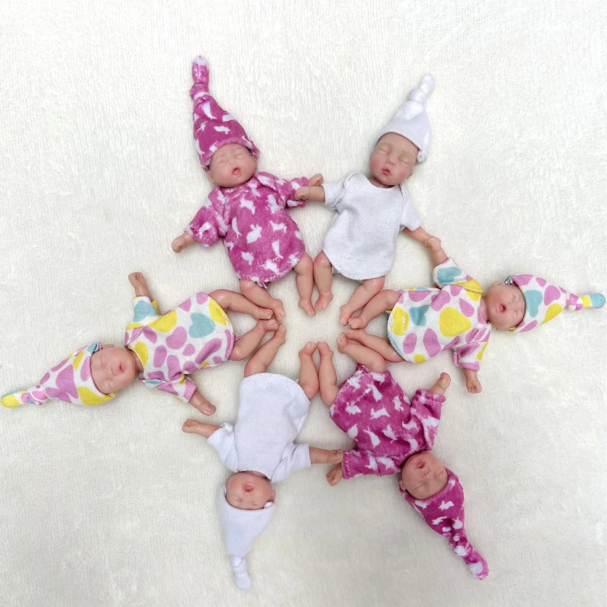 Image of Reborn Baby Dolls 11Cm Painted Mini Silicone Palm Girl With 2 Set Of