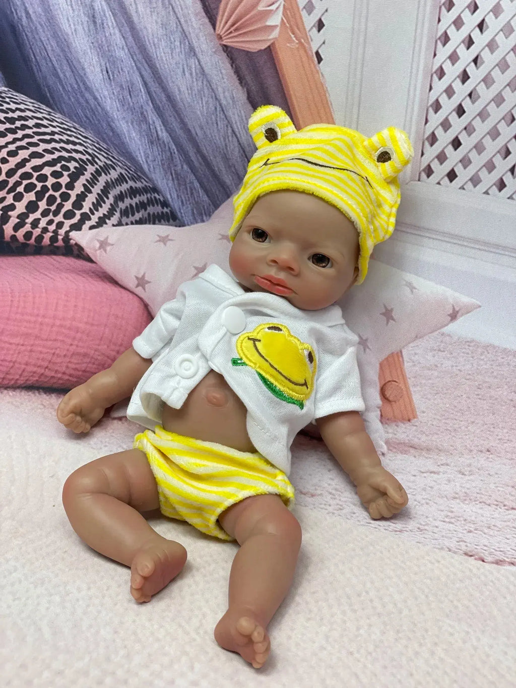 Image of Reborn Baby Dolls 26Cm Dark Skin Lanny Solid Silicone Reborn Baby