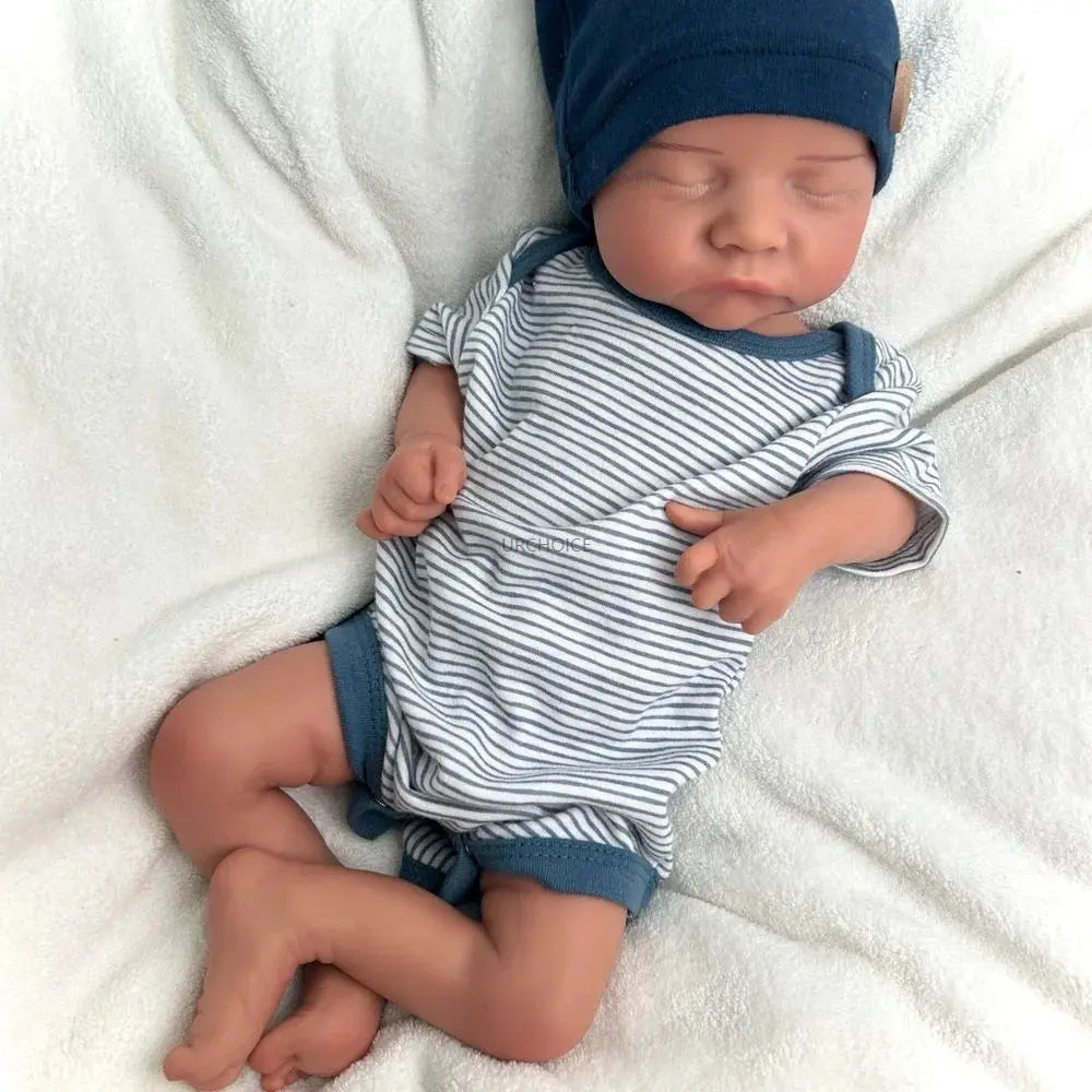 Image of Reborn Baby Dolls 17Inch Asleep Silicone Reborn Baby Boy Levi Full