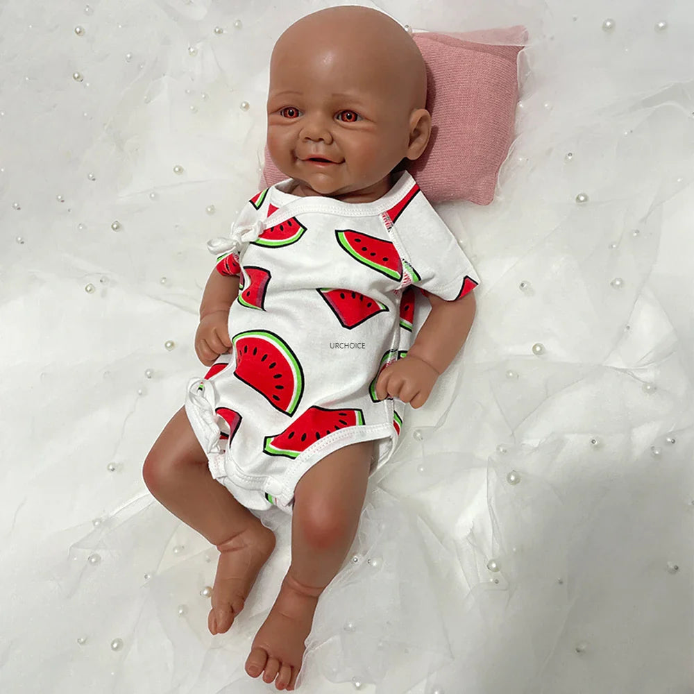 Image of Reborn Baby Dolls 17Inch Black Skin Realistic Soft Silicone Reborn