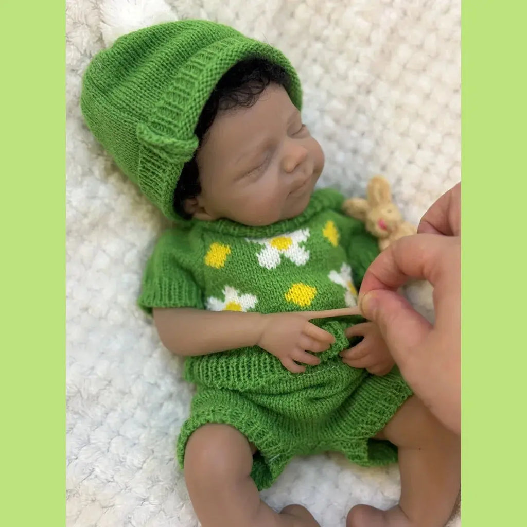 Image of Reborn Baby Dolls Can Open Mouth 26Cm Dark Skin Pascale Full Body
