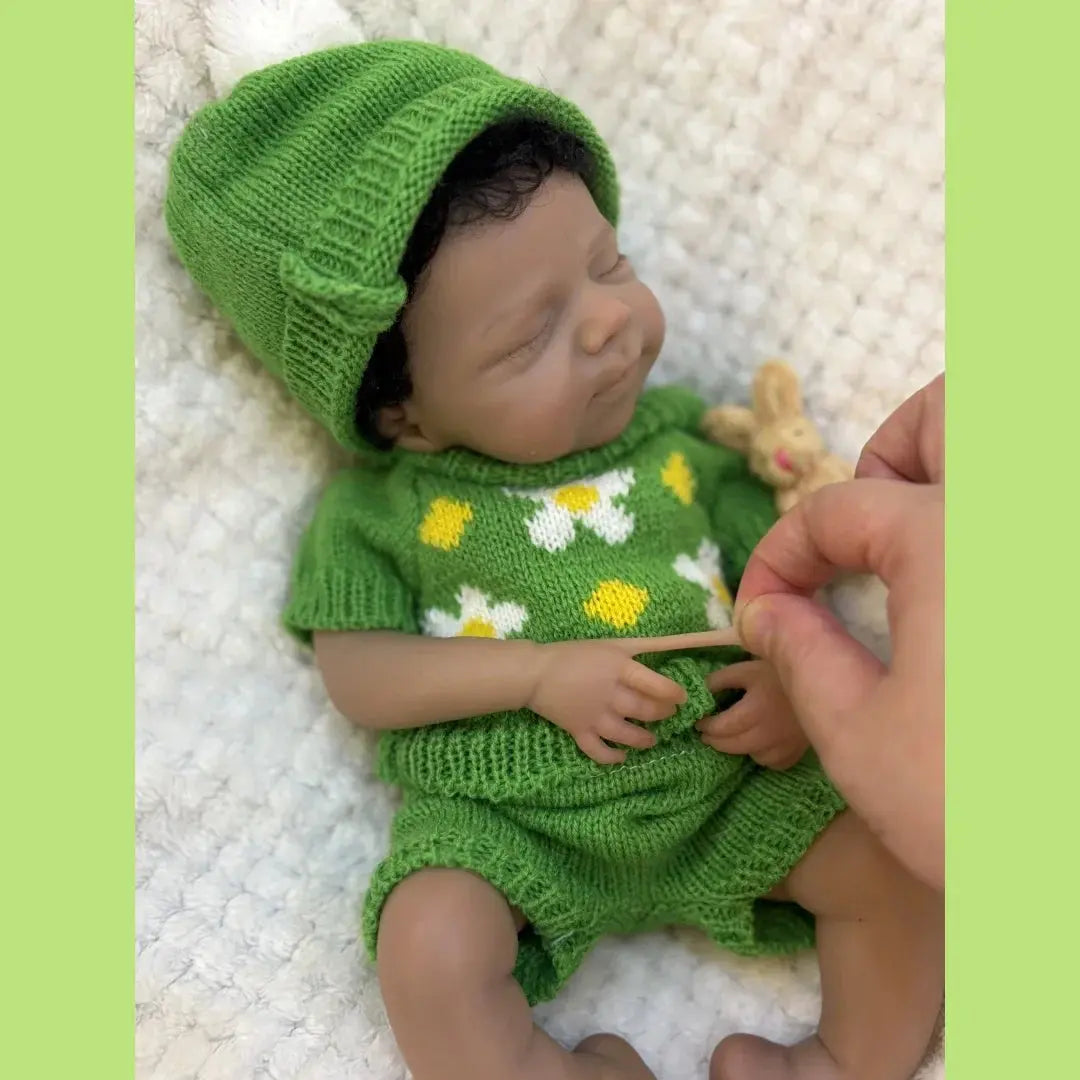 Image of Reborn Baby Dolls Can Open Mouth 26Cm Dark Skin Pascale Full Body