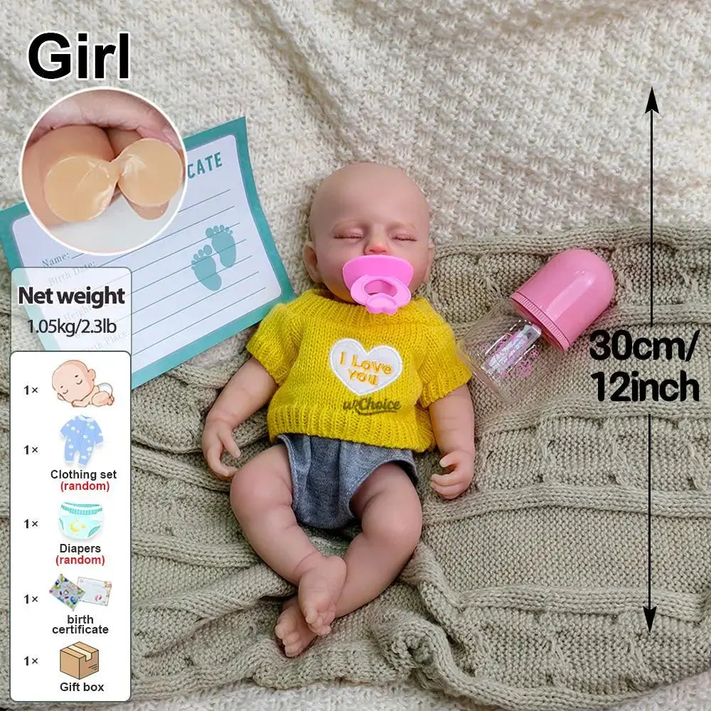 Image of Reborn Baby Dolls Mini 12 Inch 30Cm Full Soft Silicone Reborn Baby