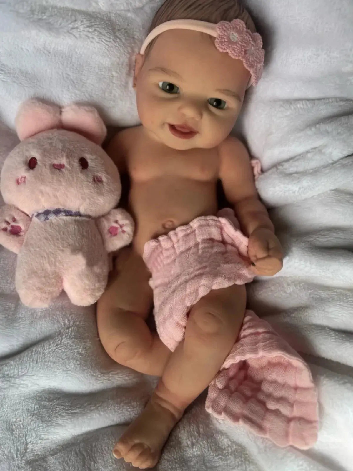 Image of Reborn Baby Dolls 40Cm Open Mouth Silicone Bebe Girl With Hair Reborn