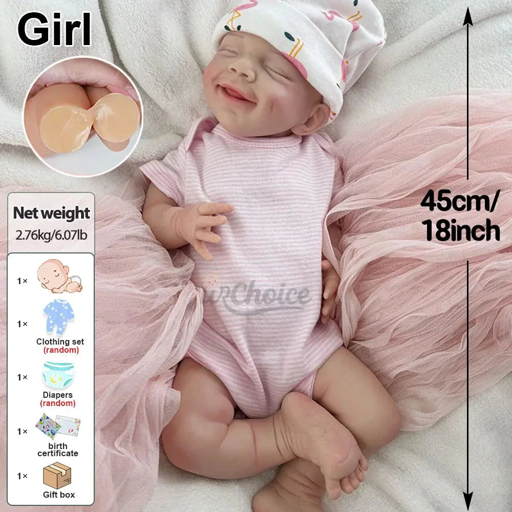 Image of Reborn Baby Dolls 18Inch Baby Girl Full Body Soft Silicone Reborn