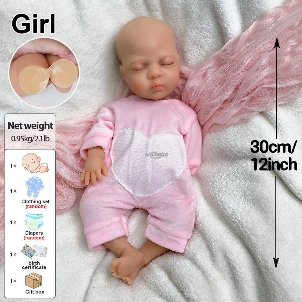 Image of Reborn Baby Dolls 12Inch Mini Silicone Reborn Baby Girl Luna
