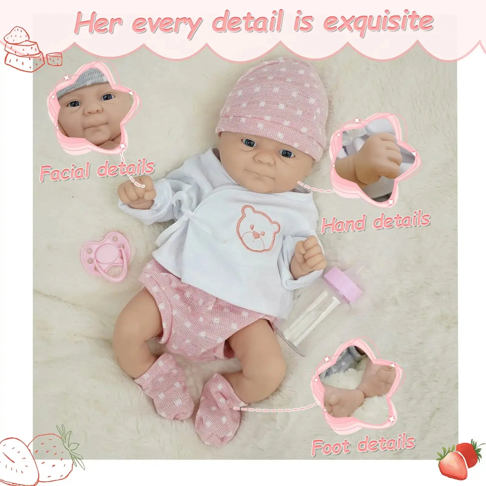 Image of Reborn Baby Dolls Realistic Reborn Baby Doll 14" Girl Soft Silicone