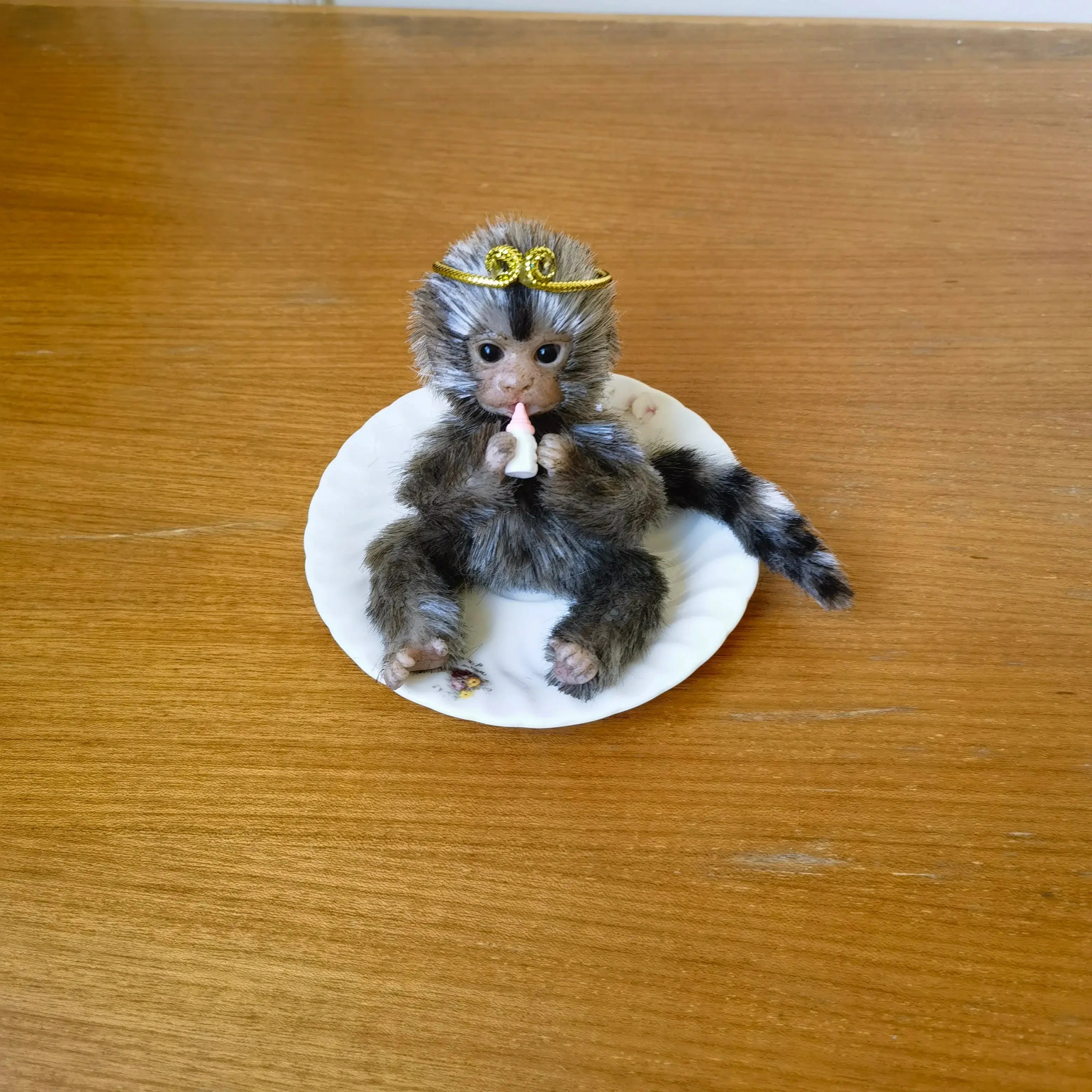 Image of Reborn Baby Dolls 6’’ Avani Doll Full Body Silicone Monkey Drinking