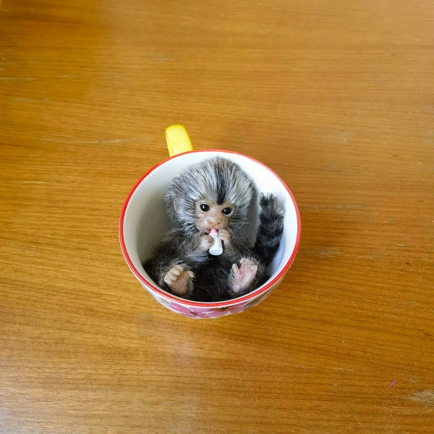 Image of Reborn Baby Dolls 6’’ Avani Doll Full Body Silicone Monkey Drinking