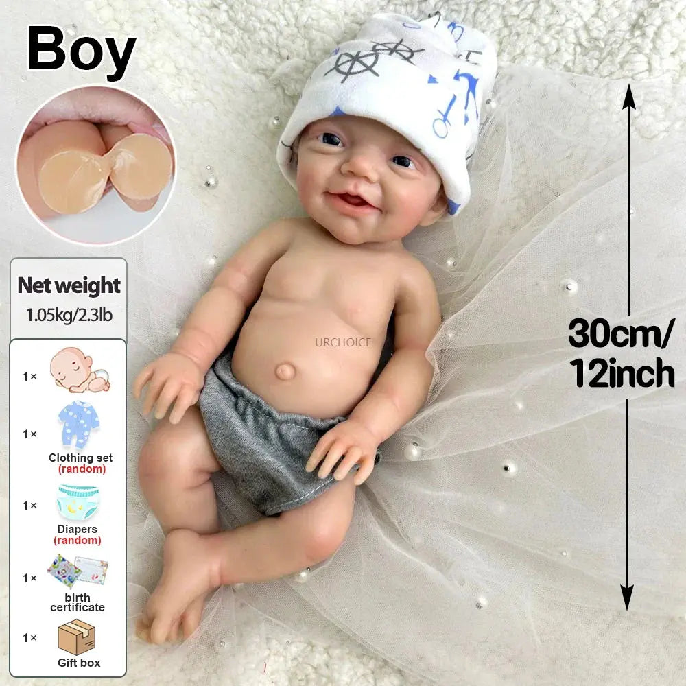 Image of Reborn Baby Dolls 30Cm 2.3Lbs Hand-Painted Silicone Reborn Baby Boy