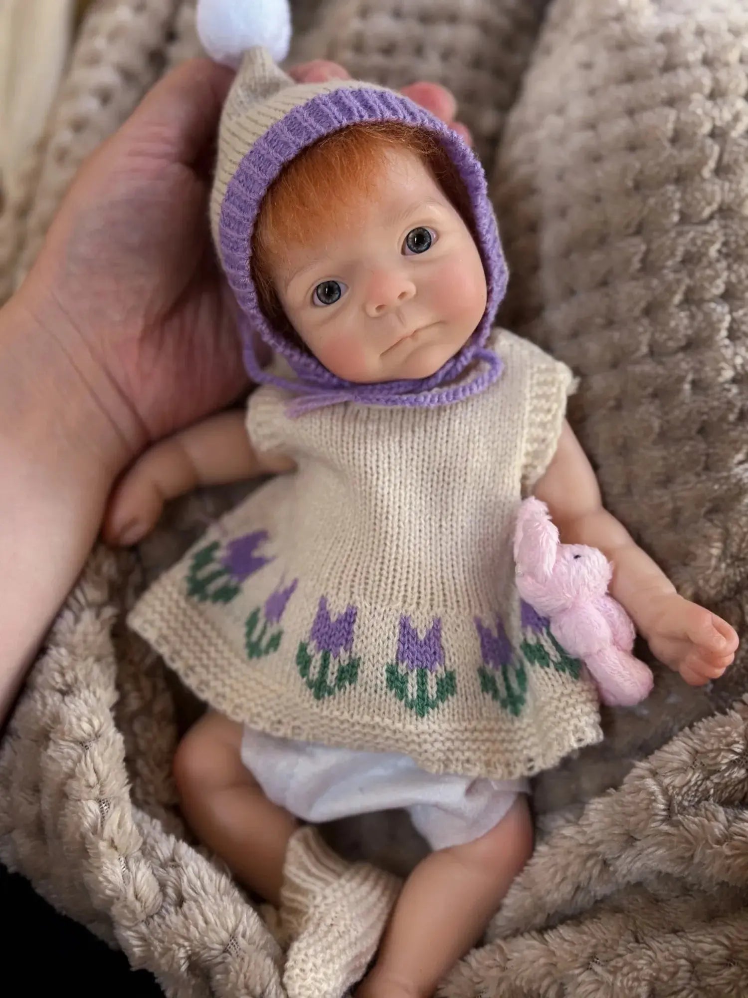 Image of Reborn Baby Dolls 1Pc 10Inch Open Mouth Girl With Hair Full Solid
