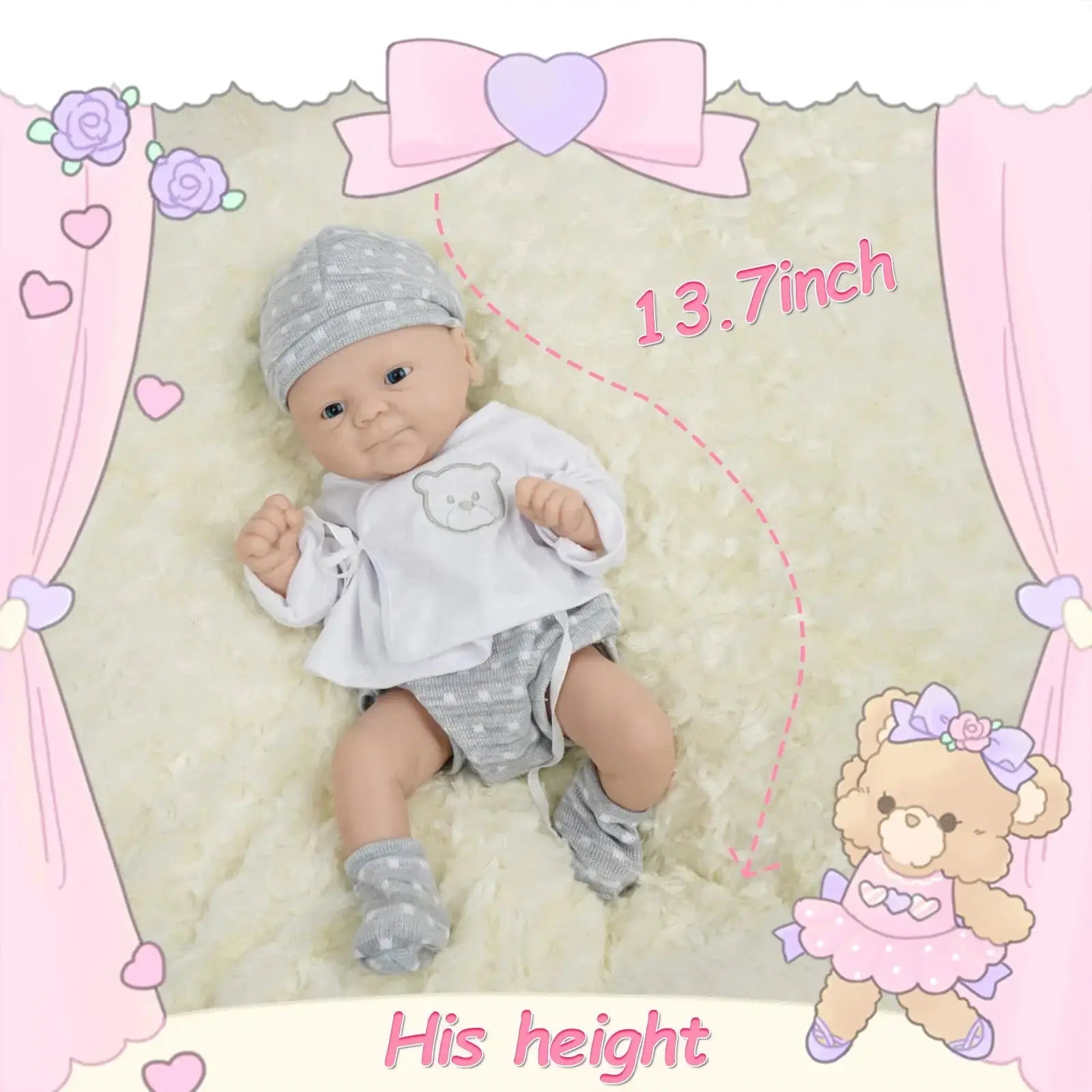 Image of Reborn Baby Dolls 14 Inch Full Silicone Reborn Baby Dolls Boy Girl