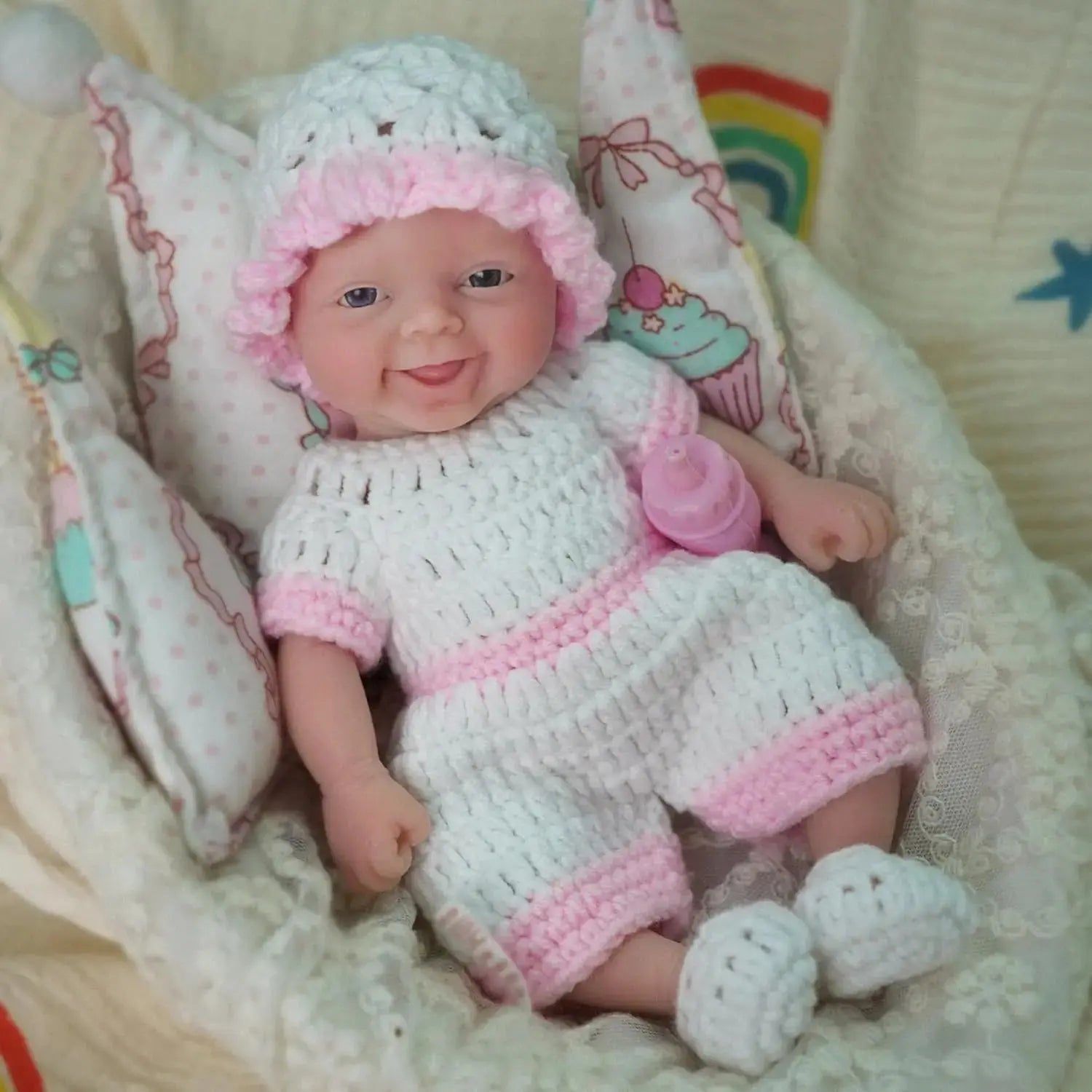 Image of Reborn Baby Dolls Reborn Baby Doll 7 Inch Silicone Full Body Eyes
