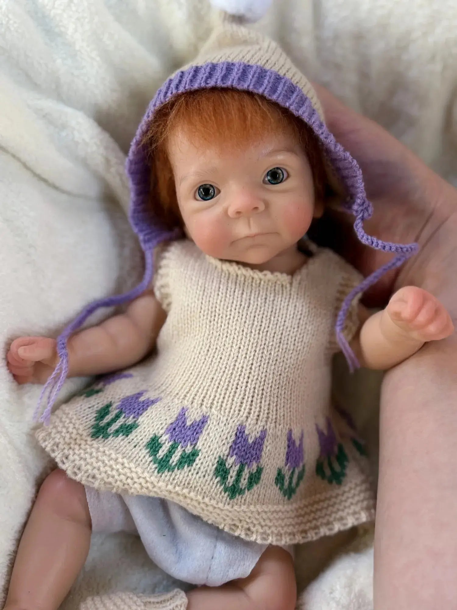Image of Reborn Baby Dolls 1Pc 10Inch Open Mouth Girl With Hair Full Solid