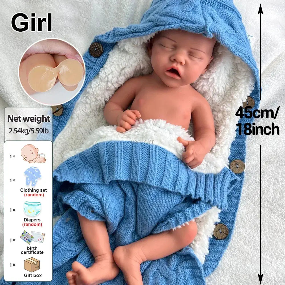 Image of Reborn Baby Dolls Realistic 45Cm Silicone Reborn Baby Girl Lifelike