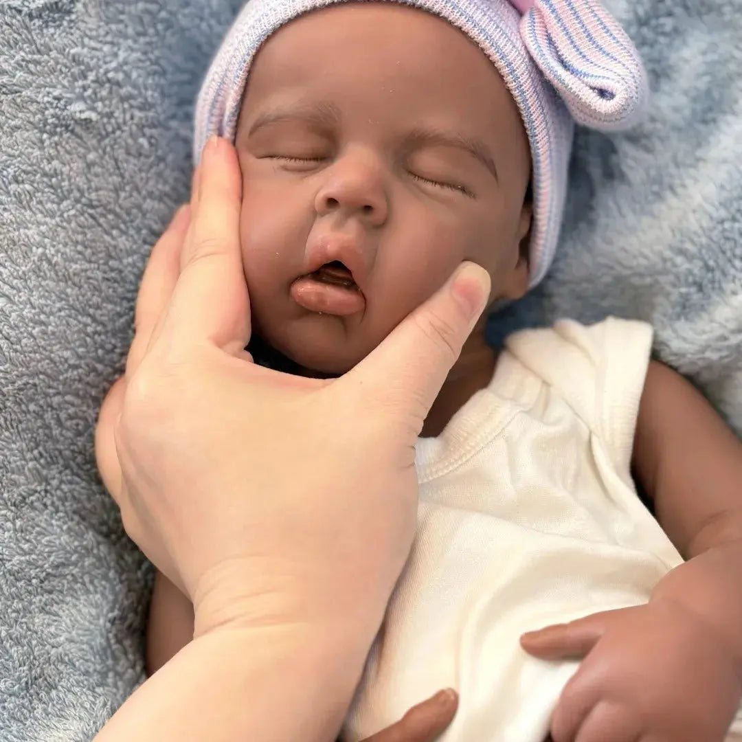 Image of Reborn Baby Dolls 18 Inch Chocolate Skin Silicone Loulou Reborn Girl