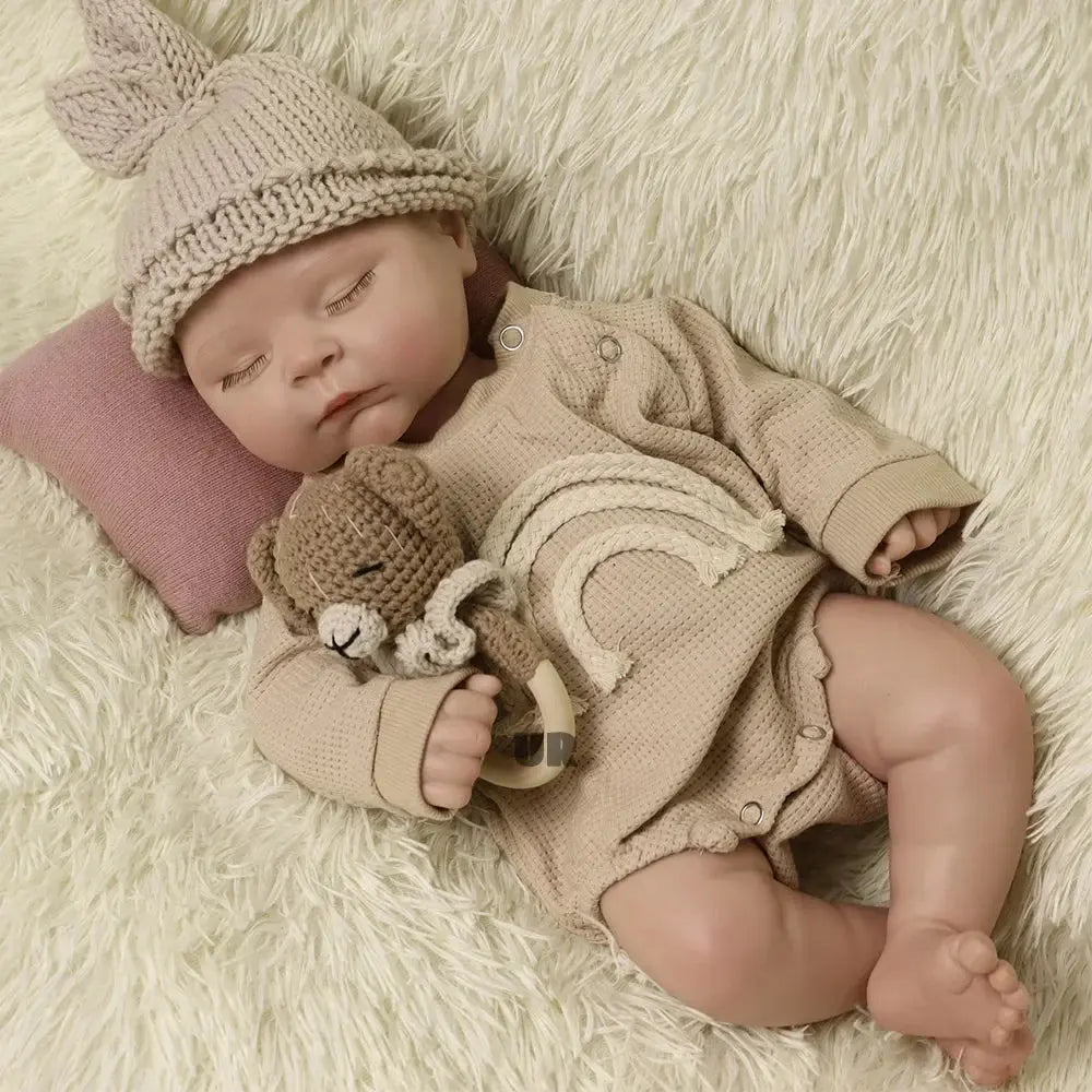 Image of Reborn Baby Dolls Fake Sleeping Silicone Reborn Baby Boy Newborn Doll