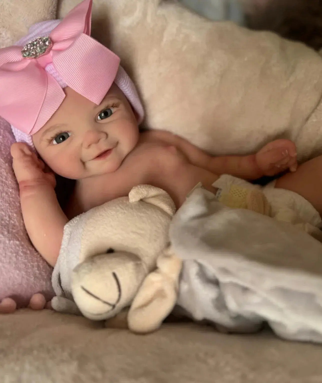 Image of Reborn Baby Dolls Can Open Mouth Vivienne 18Inch Bebe Reborn Silicona