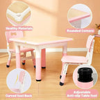 Image of Reborn Baby Dolls Kids Table And 2 Chairs Set, Height Adjustable