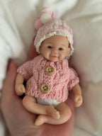 Image of Reborn Baby Dolls 15Cm Can Washable Mini Vivienne Solid Silicone Bebe