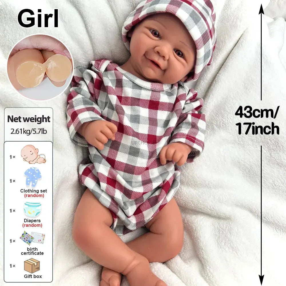 Image of Reborn Baby Dolls 17Inch Baby Girl Vivienne Realistic Details &