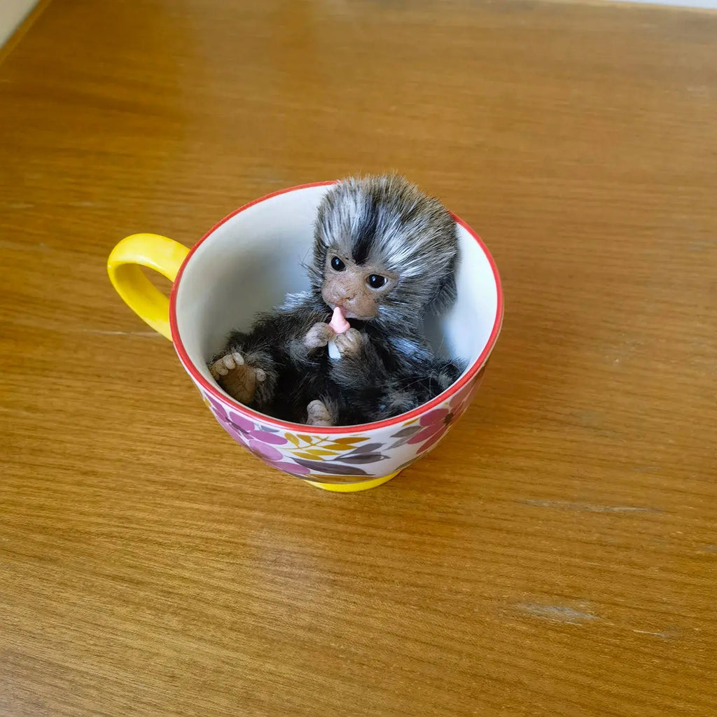 Image of Reborn Baby Dolls 6’’ Avani Doll Full Body Silicone Monkey Drinking