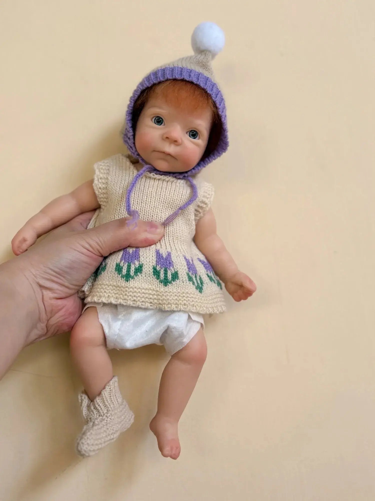 Image of Reborn Baby Dolls 1Pc 10Inch Open Mouth Girl With Hair Full Solid