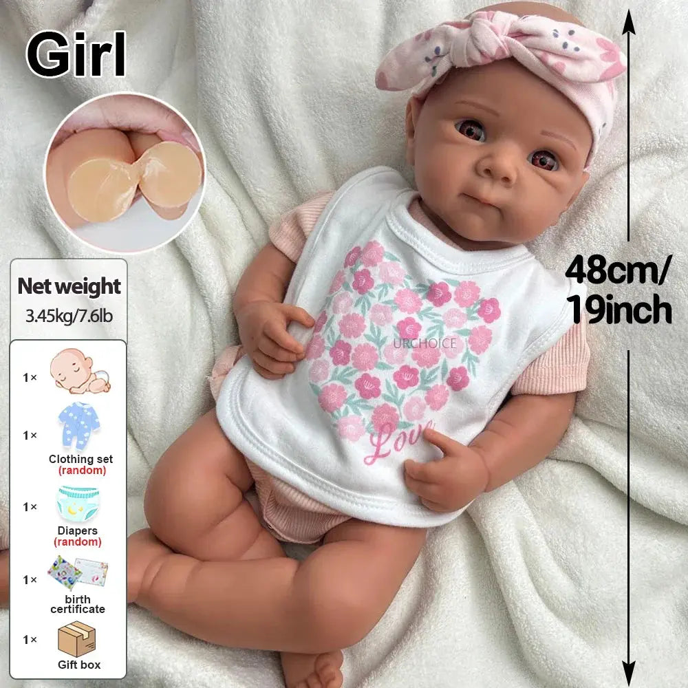 Image of Reborn Baby Dolls 19Inch Realistic Silicone Reborn Baby Girl Flexible