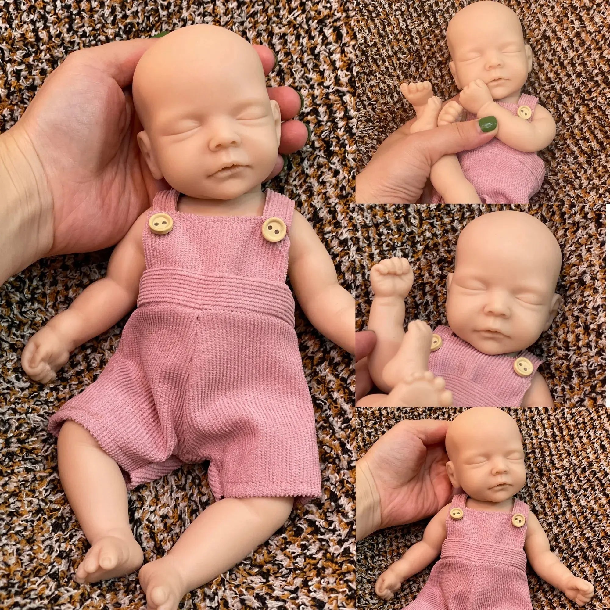 Image of Reborn Baby Dolls 26Cm Unpainted Close Eyes Full Body Solid Silicone