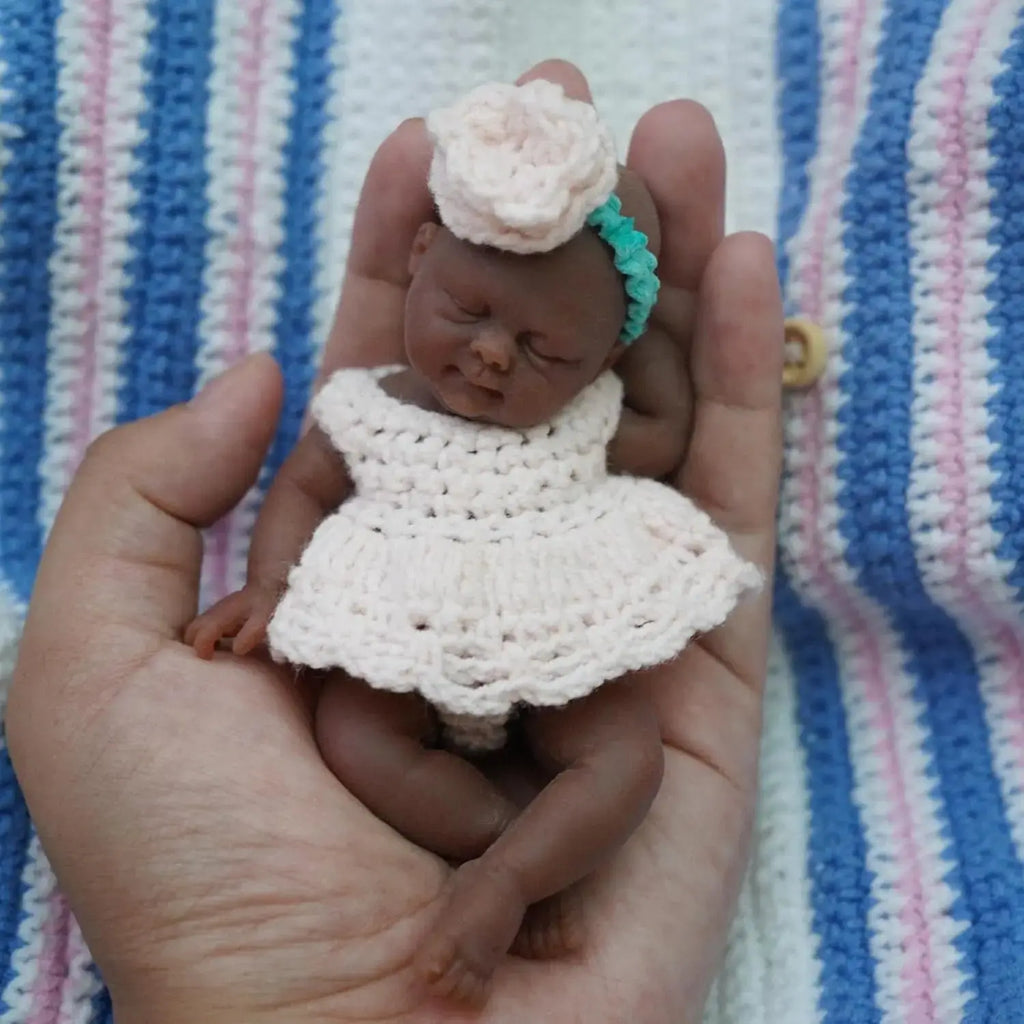 Image of Reborn Baby Dolls Mini Silicone Reborn Baby Doll 4.5 Inch Full Body