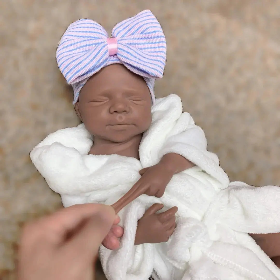 Image of Reborn Baby Dolls 18Inch Can Open Mouth Dark Skin Pascale Bebe Reborn